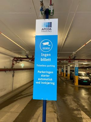 Innkjøringen til parkeringshuset på Kuben
